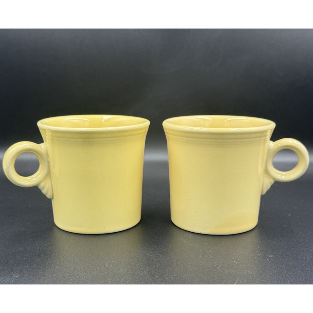 Fiestaware by Homer Laughlin Post 86 Yellow Ring Handle Coffee Mugs- Set Of 2